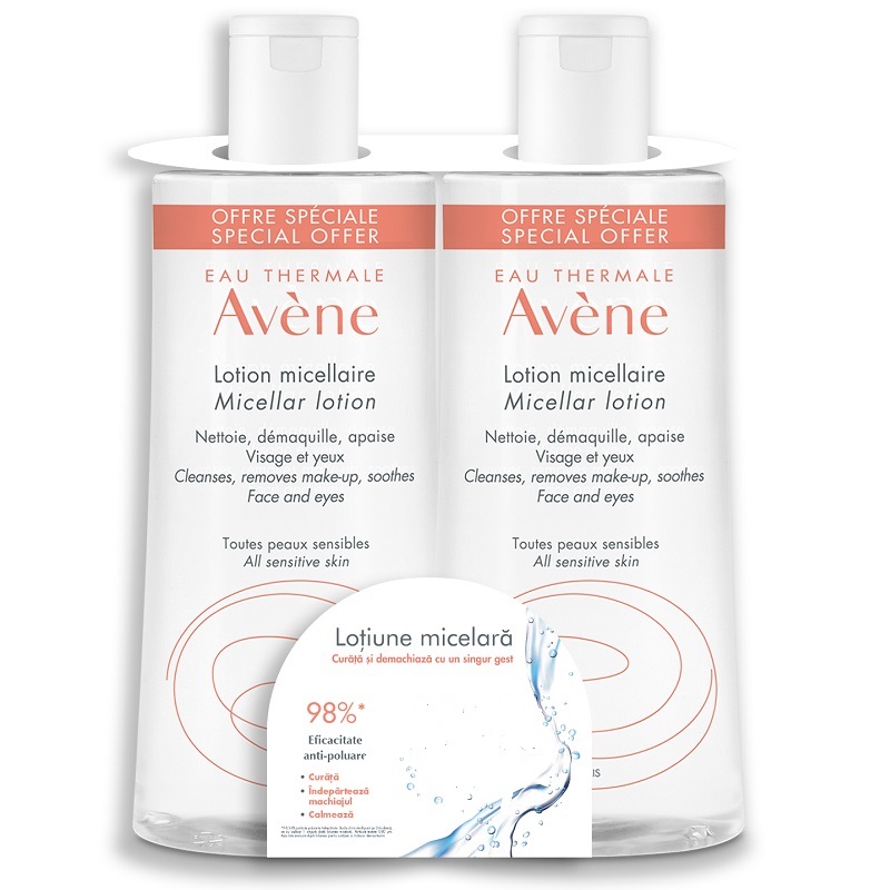 Pachet Lotiune micelara pentru ten sensibil, 2x500 ml, Avene