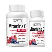 Pachet Vitamina C Premium cu rodie, 1000 mg, 60+30 capsule, Zenyth