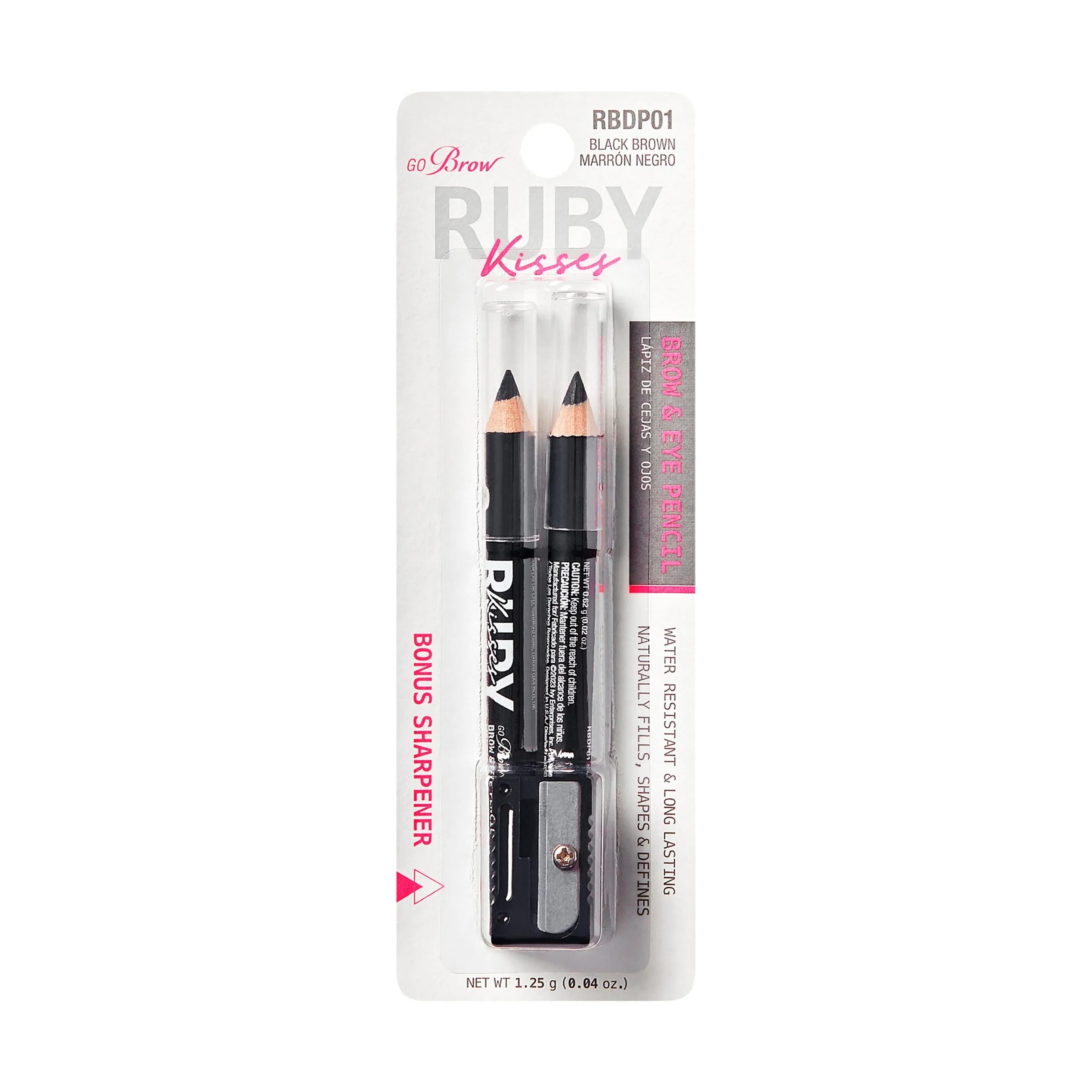 Creion pentru ochi si sprancene Go Brow Duo, Black Brown, 2x0.62 g, Ruby Kisses