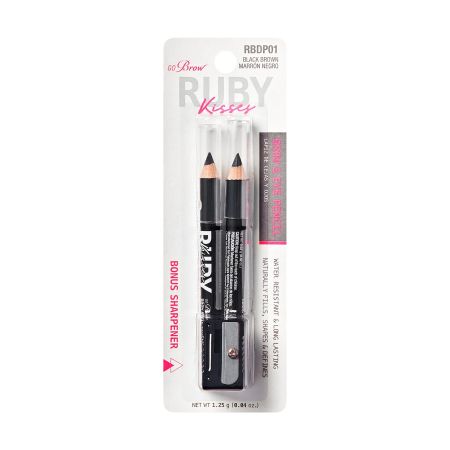 Creion pentru ochi si sprancene Go Brow Duo, Negru, 2x0.62 g, Ruby Kisses