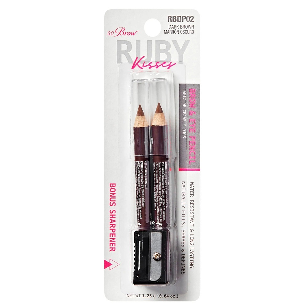 Creion pentru ochi si sprancene Go Brow Duo, Dark Brown, 2x0.62 g, Ruby Kisses
