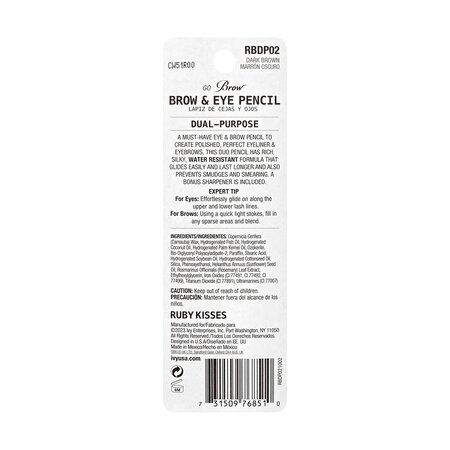 Creion pentru ochi si sprancene Go Brow Duo, Dark Brown, 2x0.62 g, Ruby Kisses 747965
