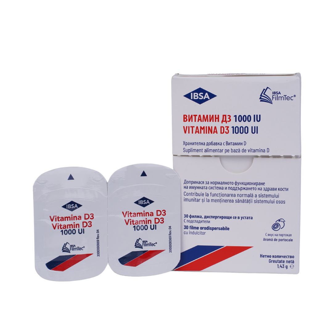 Vitamina D3, 1000IU, 30 filme orodispersabile, Ibsa