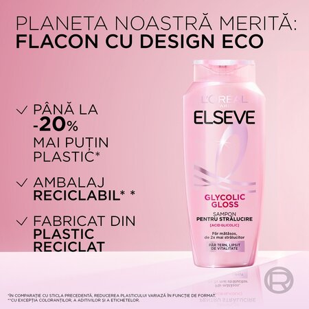 Sampon pentru stralucirea parului Glycolic Gloss, 400 ml, Elseve 748343
