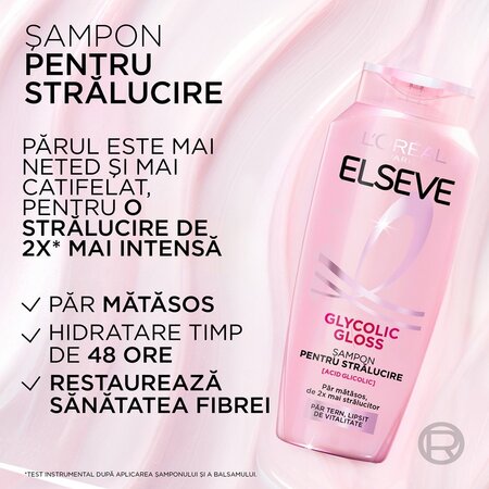 Sampon pentru stralucirea parului Glycolic Gloss, 400 ml, Elseve 748341