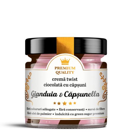 Crema twist ciocolata si capsuni, Gianduia si Capsunella, 250 g, Secretele Ramonei