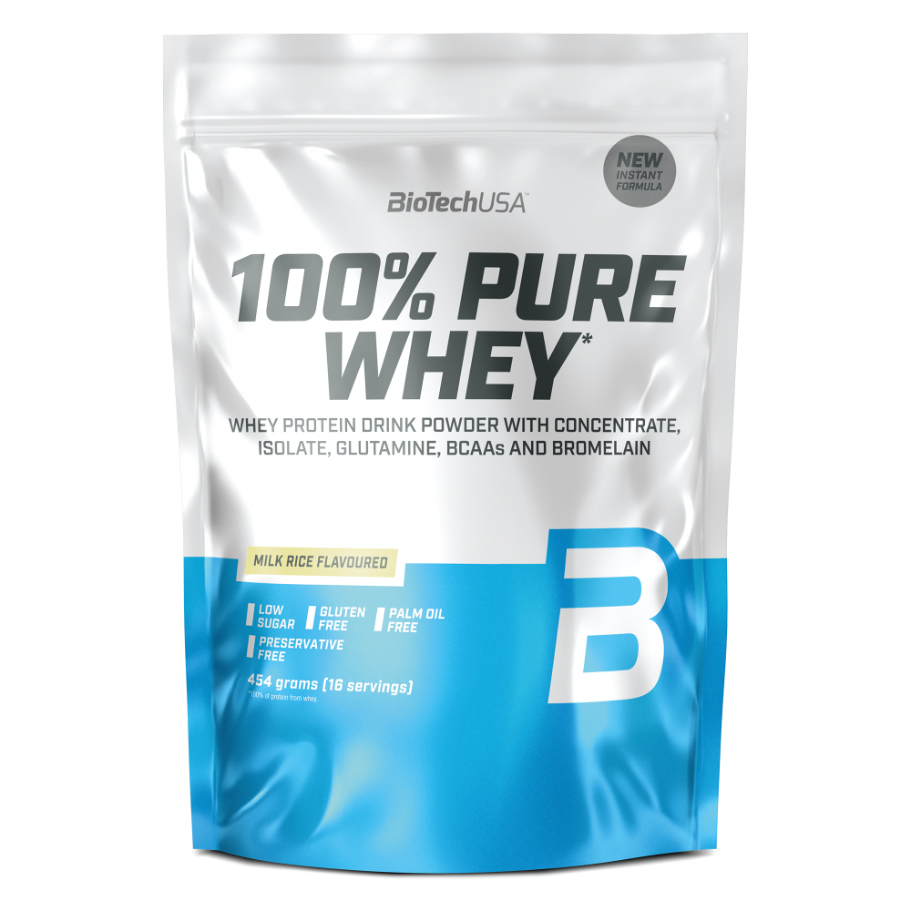 Pudra proteica 100% Pure Whey, Milk Rice, 454 g, BioTechUSA