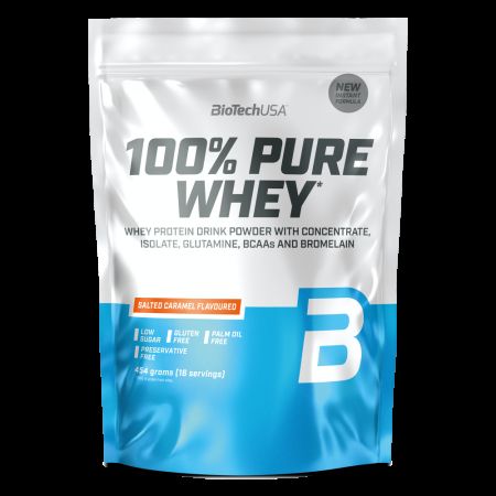 Pudra proteica 100% Pure Whey, Salted Caramel, 454 g, BioTechUSA