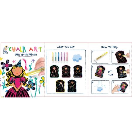 Set portabil de desen cu creta, Imbraca Printesa, 3 ani+, Haku Yoka 748787