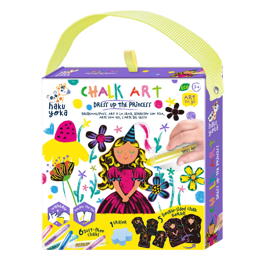 Set portabil de desen cu creta Haku Yoka, Imbraca Printesa, 3 ani+, Avenir