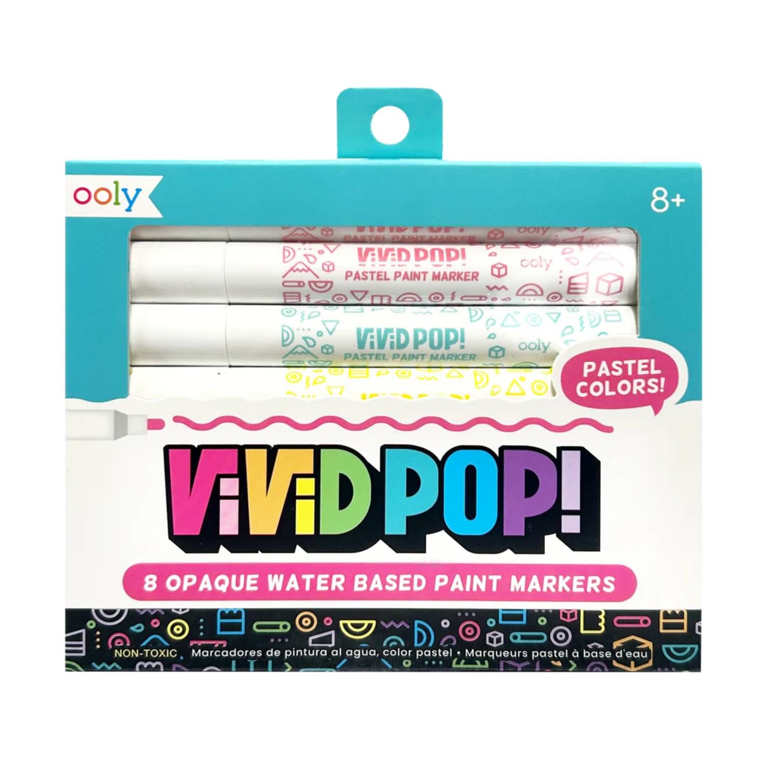 Set carioci cu vopsea Vivid Pop!, Pastel, 8 ani+, 8 bucati, Ooly