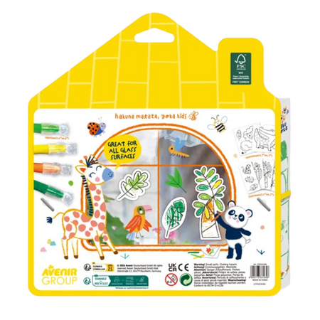 Kit DIY decorare fereastra, Animale din Jungla, 3 ani+, Avenir 748853