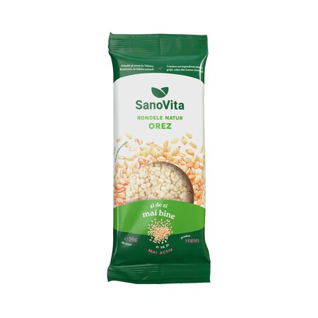 Rondele simple din orez expandat, 56 g, Sanovita