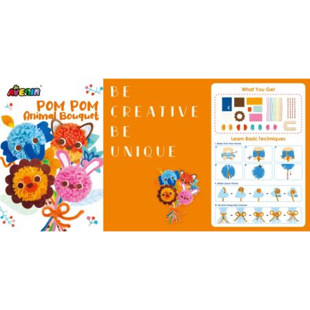 Set creativ Pom Pom, Buchet animalute, 6 ani+, Avenir 748972