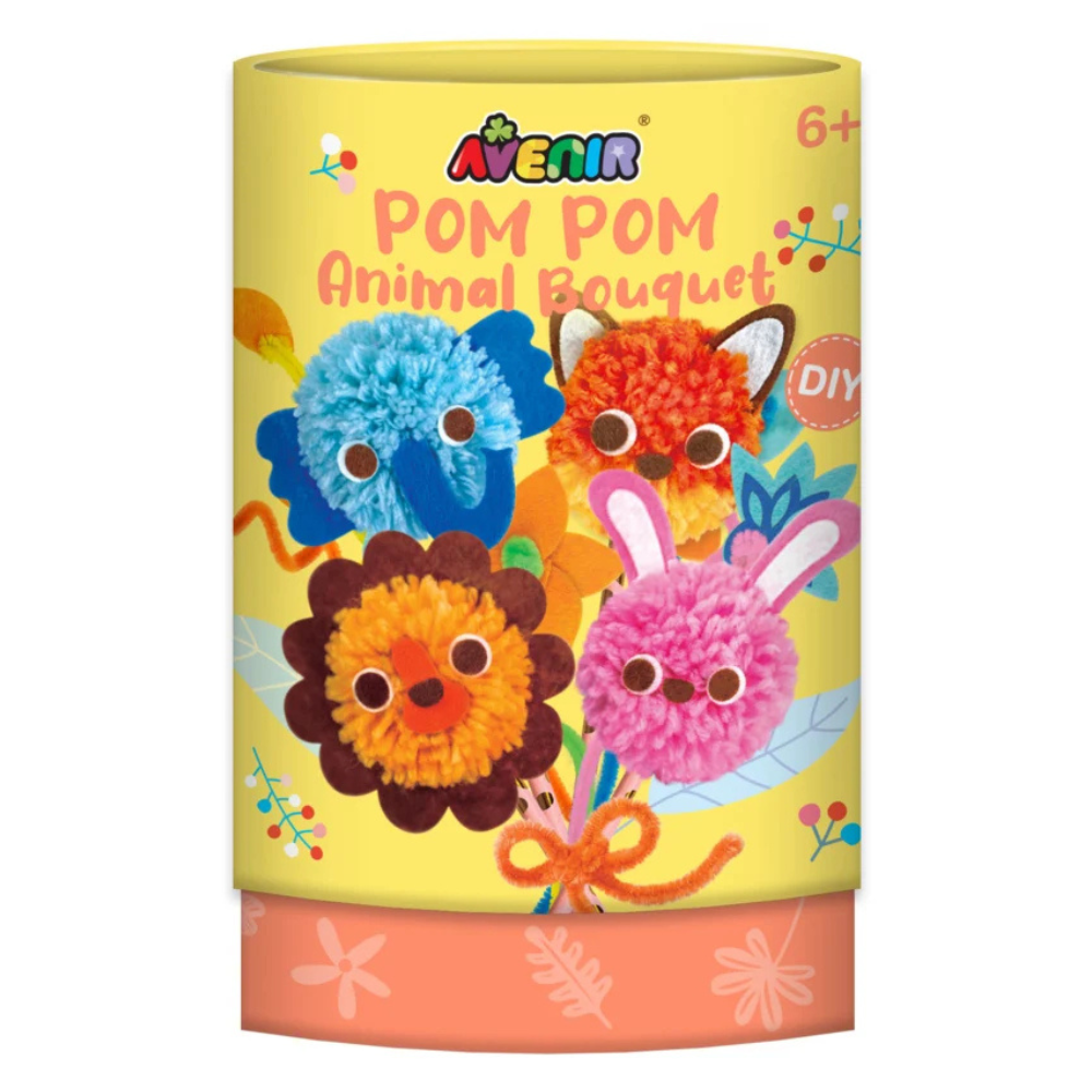 Set creativ Pom Pom, Buchet animalute, 6 ani+, Avenir