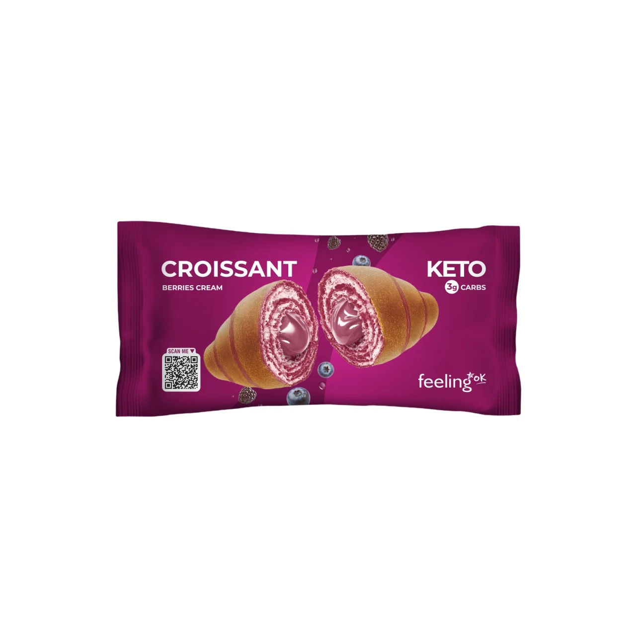 Croissant keto cu crema, Fructe de padure, 50 g, FeelingOK