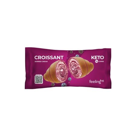 Croissant keto cu crema, Fructe de padure, 50 g, FeelingOK