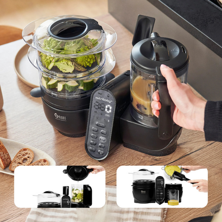 Robotul multifunctional 5 in 1 Nutribaby (+) XL, Mineral Black, Babymoov 749182