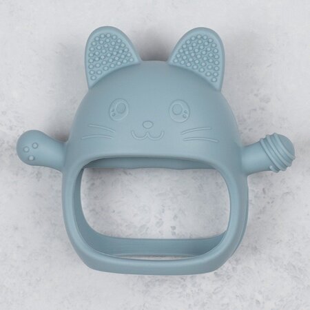 Jucarie de dentitie din silicon, Aqua Blue, Manusa Kitty, 3 luni+, Appekids 749191