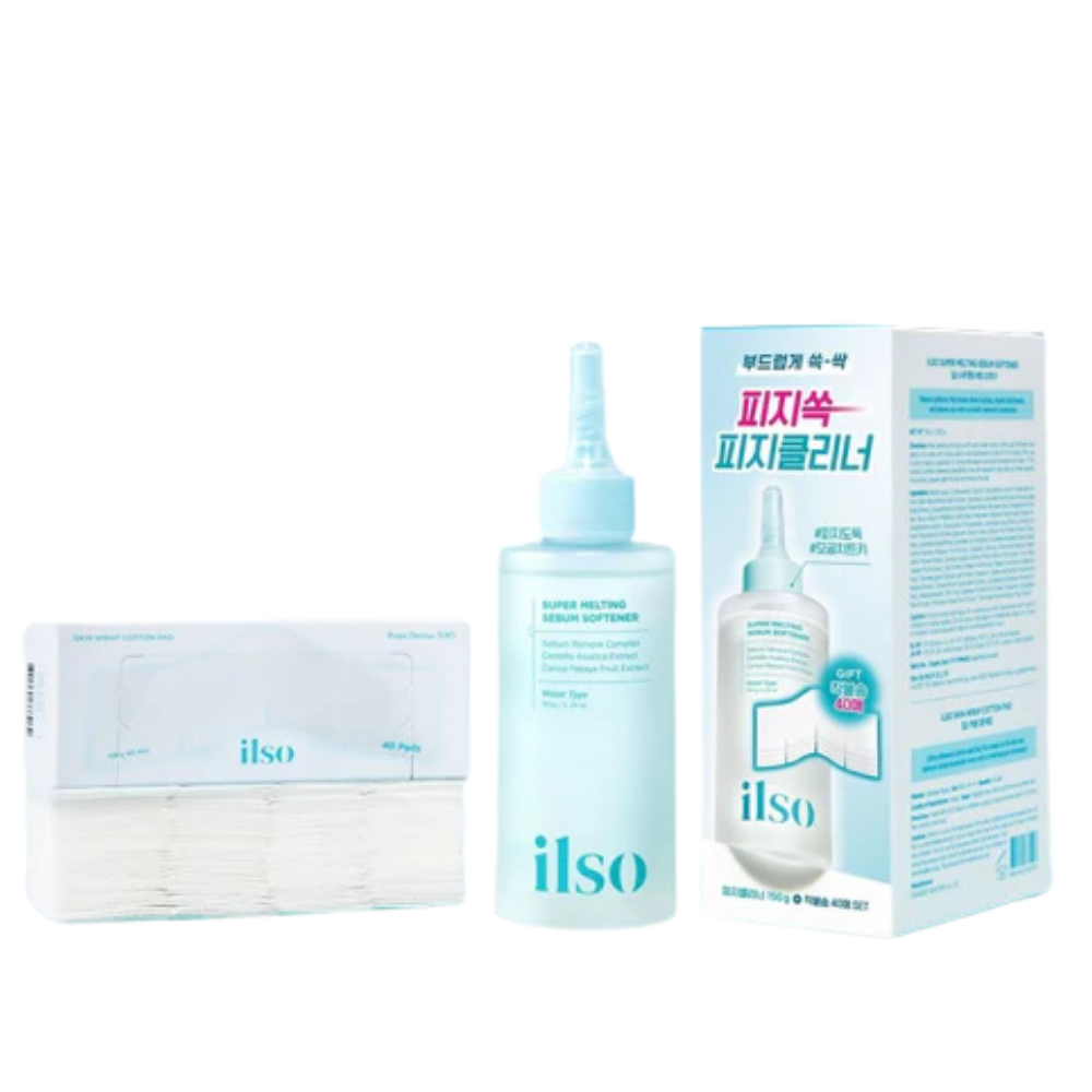 Kit Esenta + Dischete din bumbac pentru controlul sebumului Super Melting Sebum, 150g + 40 bucati, Ilso