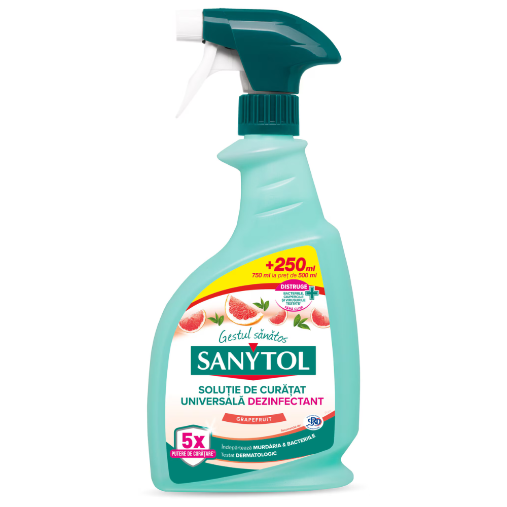 Solutie de curatat universala Dezinfectant, Grapefruit, 500+250 ml, Sanytol