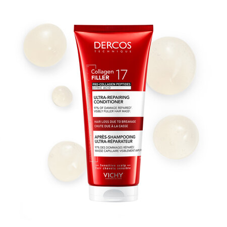 Balsam ultra reparator cu Peptide Pro-Colagen si Acid Citric Dercos Collagen 17 Filler, 200 ml, Vichy 749865