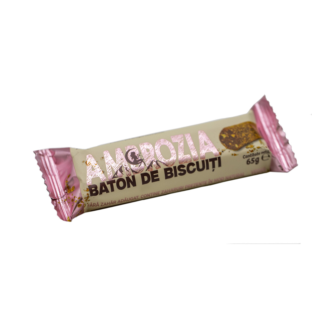 Baton de biscuiti fara zahar Ambrozia, 65 g, Hiper Ambrozia