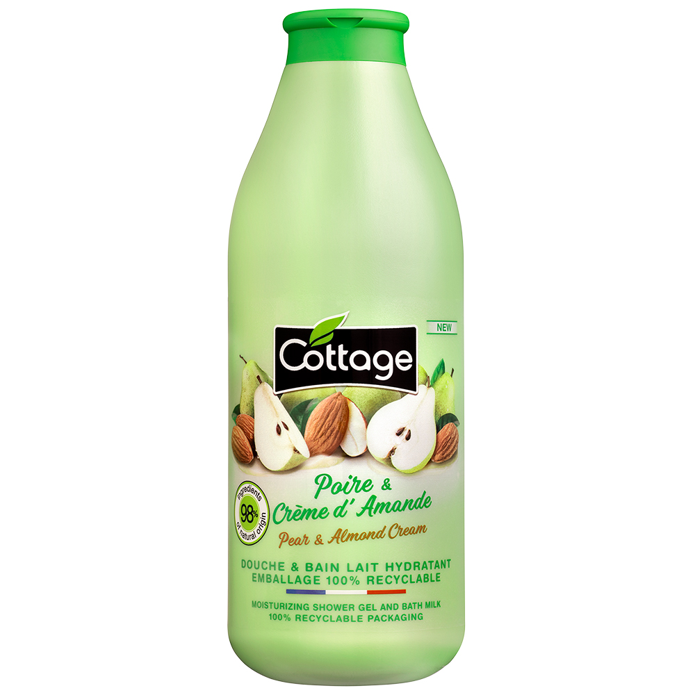 Gel de dus si lapte de baie, Pere si Migdale, 750 ml, Cottage