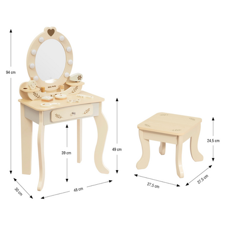 Masuta de machiaj pentru copii, Beige, Elly, 3 ani+, Milly Mally 750082