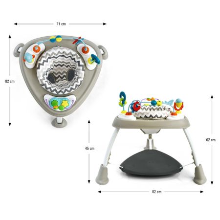 Jumper si Centru de Activitati 360°, Bounzee Grey, 6 luni+, Milly Mally 750084