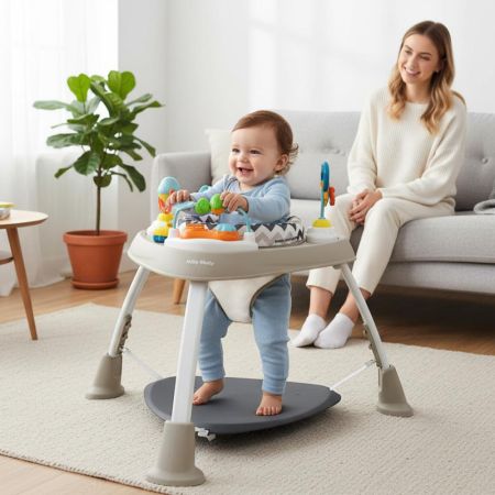 Jumper si Centru de Activitati 360°, Bounzee Grey, 6 luni+, Milly Mally 750085