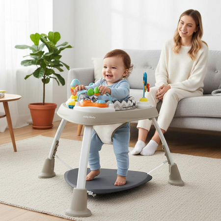 Jumper si Centru de Activitati 360°, Bounzee Grey, 6 luni+, Milly Mally 750085