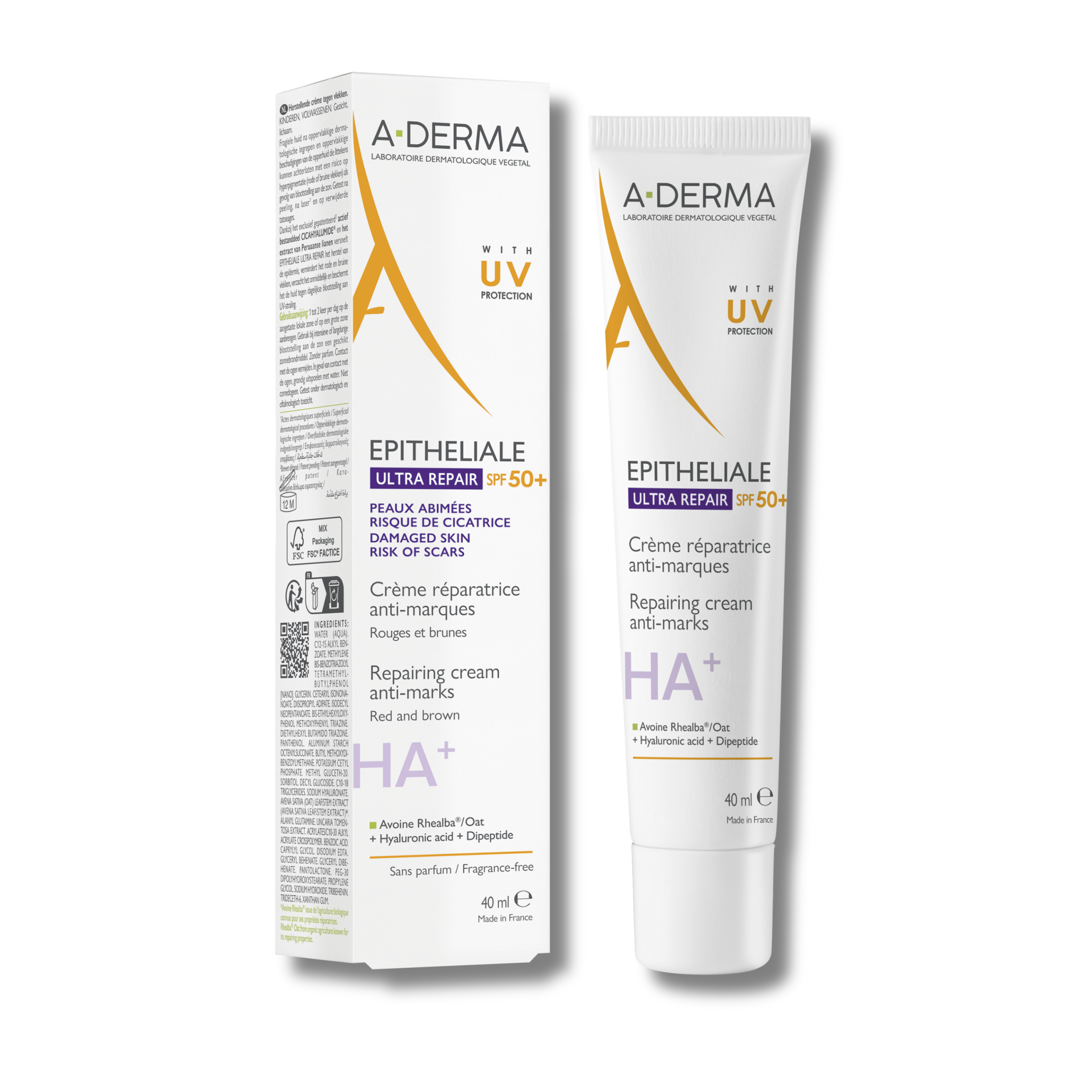 Crema reparatoare anti-semne SPF50+ Epitheliale Ultra Repair, 40 ml, A-Derma