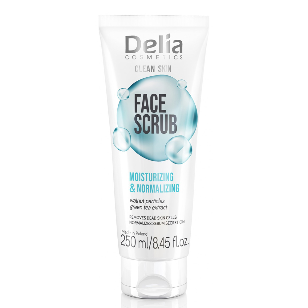 Scrub de fata pentru normalizare si hidratare Clean Skin, 250 ml, Delia