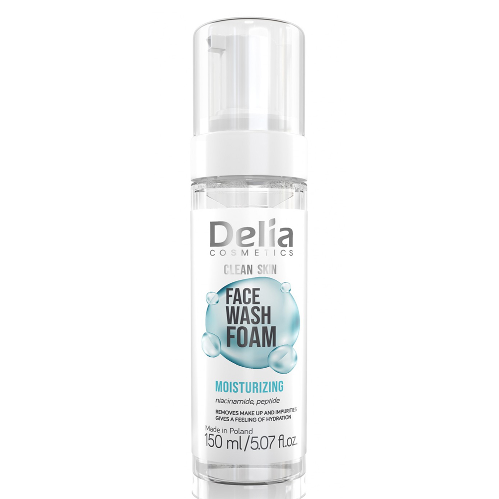 Spuma de curatare hidratanta pentru fata Clean Skin, 150 ml, Delia