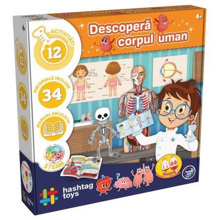 Joc educativ Descopera corpul uman, 4 ani+, Hashtag Toys
