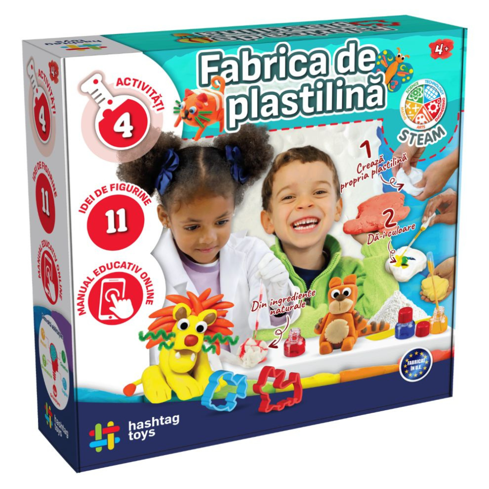 Set Fabrica de plastilina cu animale, 4 ani+, Hashtag Toys