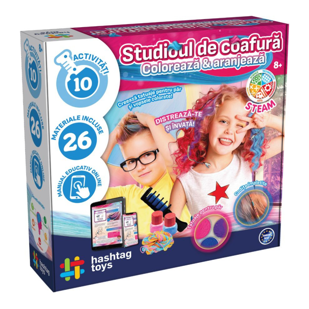 Set Studio de Coafura, Coloreaza si Aranjeaza, 8 ani+, Hashtag Toys