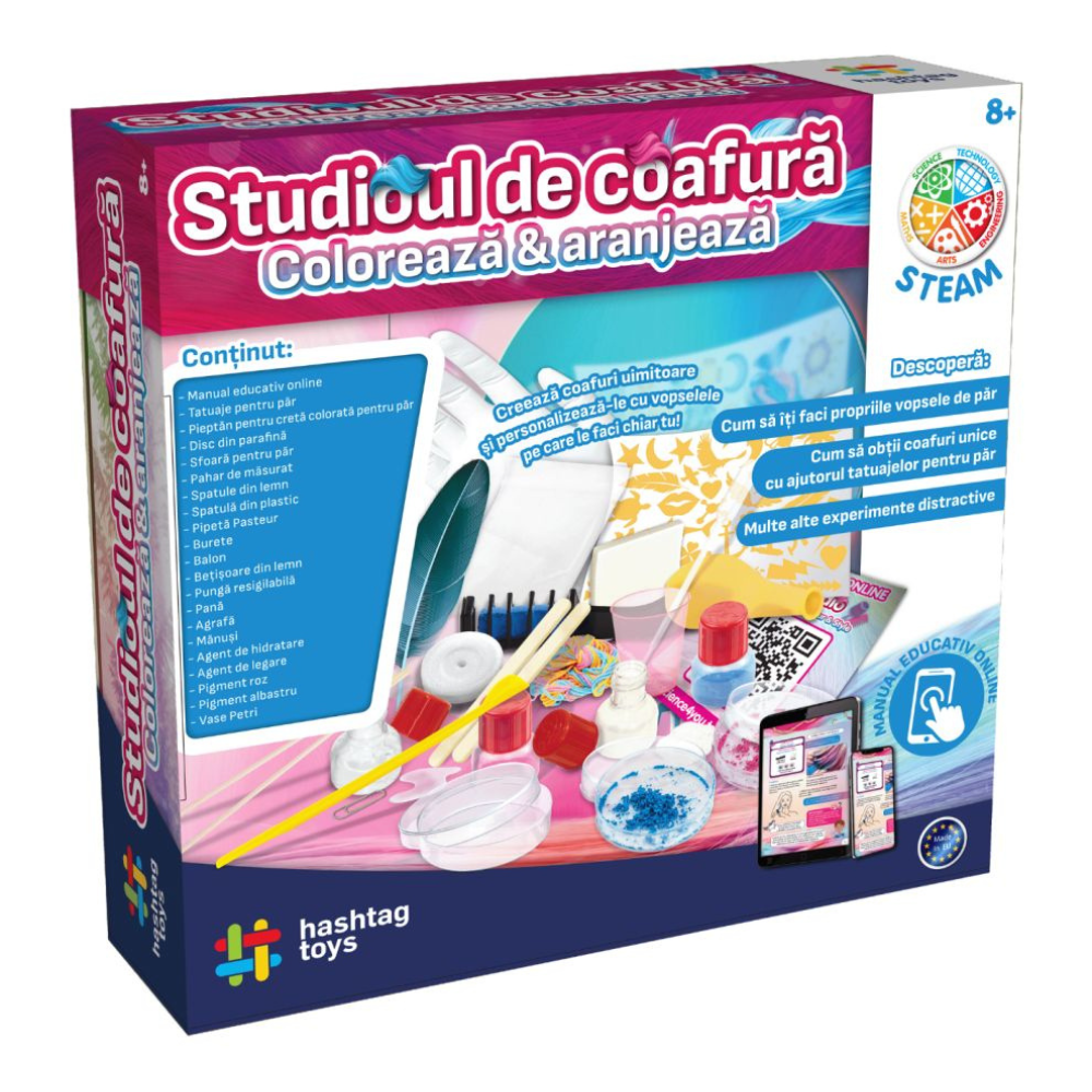 Set Studio de Coafura, Coloreaza si Aranjeaza, 8 ani+, Hash : Bebe Tei