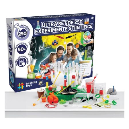 Set de 250 Experimente Stiintifice, 8 ani+, Hashtag Toys