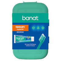 Set de calatorie in etui, Diverse Culori, Periuta de dinti + Pasta de dinti 15 ml, Banat