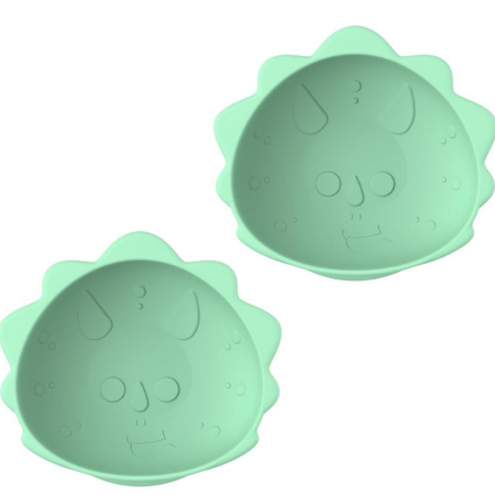 Set 2 castronele din silicon cu ventuza, Dinozaur, 2 bucati, Melii 750854