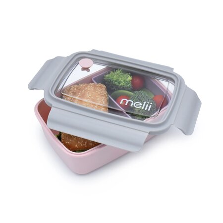 Cutie pranz cu compartiment detasabil Bento, Pink Purple Grey, 880 ml, Melii 750866