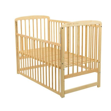 Patut din lemn de pin cu laterala culisanta Ola, 120x60 cm, Natur, Babyneeds