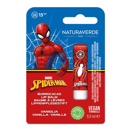 Balsam de buze cu SPF 15, Spiderman, Vanilie, 3 ani+, 5 ml, Naturaverde