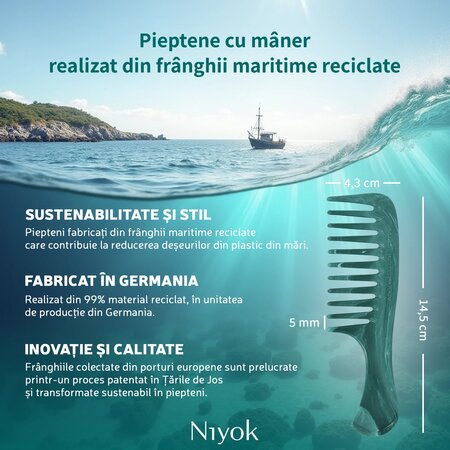 Pieptan mic cu maner pentru par drept, ondulat sau usor cret, Niyok 751097