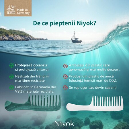 Pieptan mic cu maner pentru par drept, ondulat sau usor cret, Niyok 751098