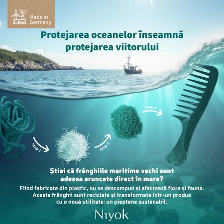 Pieptan mic cu maner pentru par drept, ondulat sau usor cret, Niyok 751094