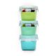 Set 3 recipiente din sticla cu husa antiderapanta, Blue/Mint/Lime, 3 x 160 ml, Melii 751192