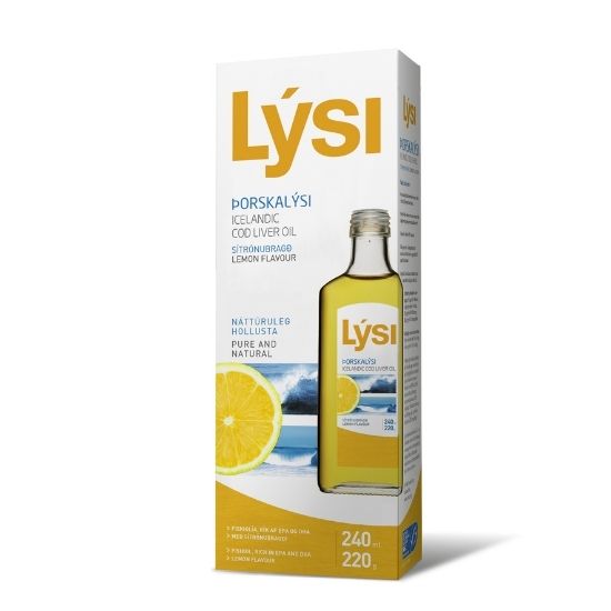 Ulei din ficat de cod natural cu aroma de lamaie, 240 ml, Lysi